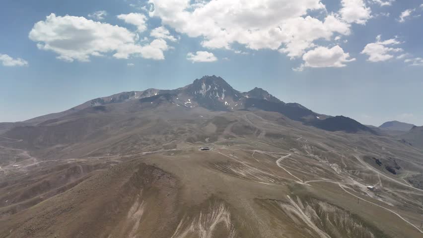 Aerial View of Mount Erciyes and Lake in Kayseri Turkey Drone Footage