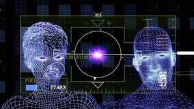 A high-tech futuristic couple interacts with a cybernetic data map displayed as a hologram. This professional 3D animation features cutting-edge visuals, digital interfaces, and immersive sci-fi design. It represents themes of artificial intelligence, big data, and virtual connectivity. Ideal for use in tech рекламе, presentations, futuristic storytelling, and innovative digital media content. - Powered by Shutterstock - Get 15% off with code: PIKWIZARD15