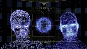A high-tech futuristic couple interacts with a cybernetic data map displayed as a hologram. This professional 3D animation features cutting-edge visuals, digital interfaces, and immersive sci-fi design. It represents themes of artificial intelligence, big data, and virtual connectivity. Ideal for use in tech рекламе, presentations, futuristic storytelling, and innovative digital media content. - Powered by Shutterstock - Get 15% off with code: PIKWIZARD15