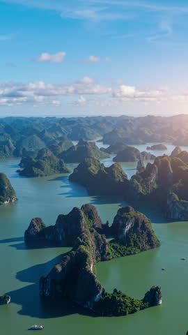 Aerial view of Halong Bay in Vietnam.