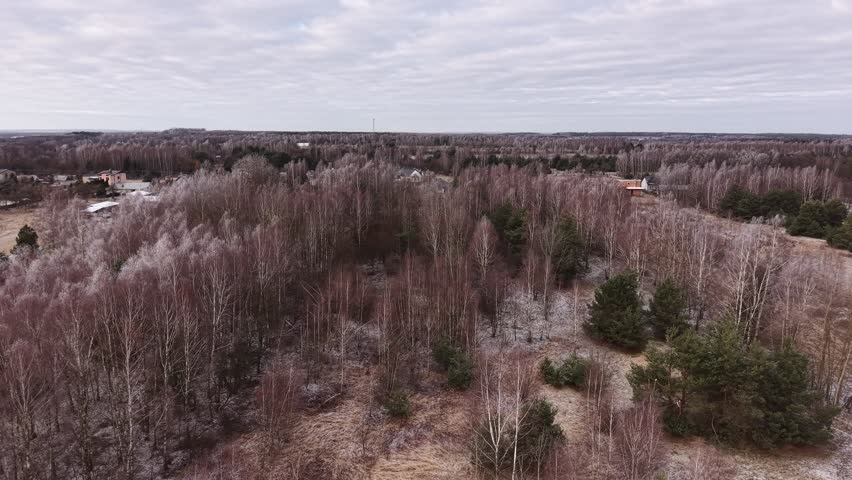 Agricultural fields and forests seen from above in spring