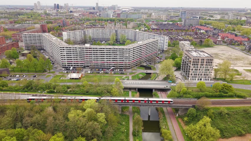 Aerial View of Bijlmer neighborhood in Amsterdam-Zuidoost, The Netherlands