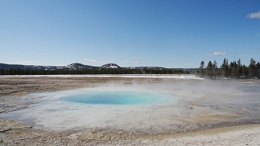 The Upper Geyser Basin in Yellowstone National Park, United States.