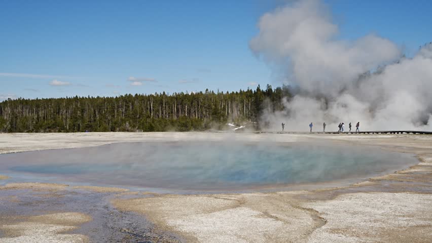 The Upper Geyser Basin in Yellowstone National Park, United States.