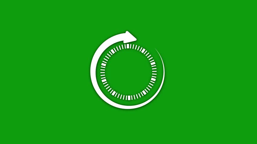 Green screen showing green screen time counter one hour white circular timer with red text on solid green background for countdown timers and scheduling applications. resolution use.