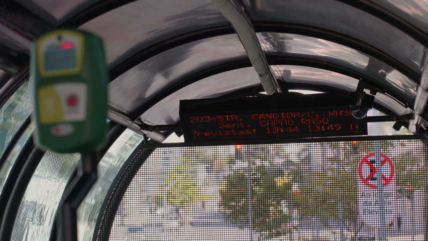 Curitiba urban architecture and the red brt bus system in curitiba city center brazil