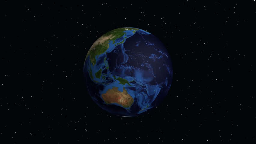 Digital globe rotates and zooms from space to Irkutsk Russia with precise latitude longitude markers