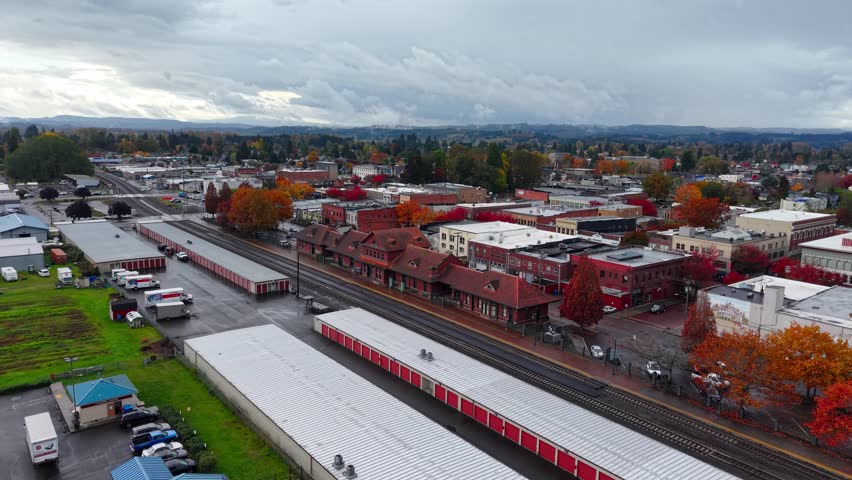 Centralia Washington in Peak Colors Close to Train Station