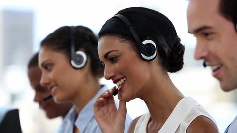 Call Centre Agents Working Their Bright Stock Footage Video (100% ...