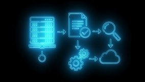 Data analytics pipeline with server processing, cloud storage, and digital transformation workflow visualization - Powered by Shutterstock - Get 15% off with code: PIKWIZARD15