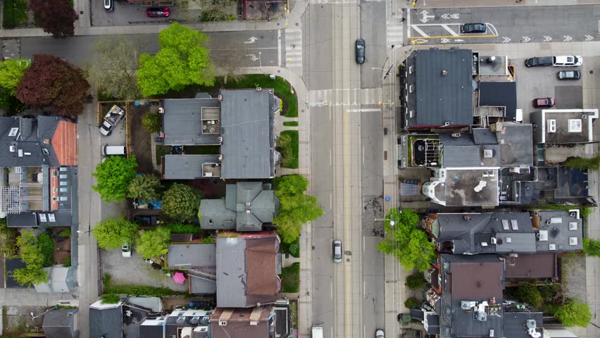 Aerial view of Carlton Street in downtown Toronto
