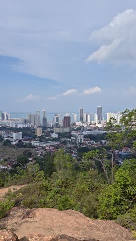 city view on top of hill look up point