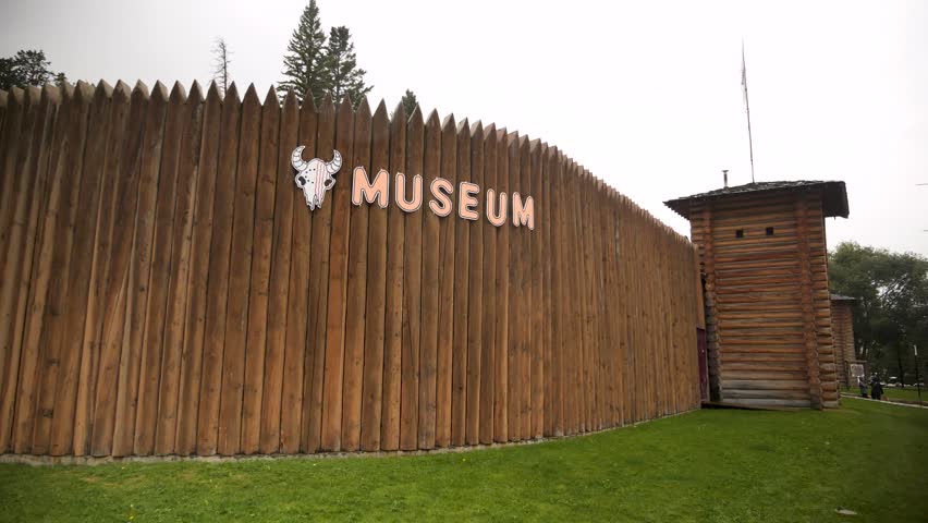 The historic Banff Park wooden Museum, Alberta, Canada. 4k footage.