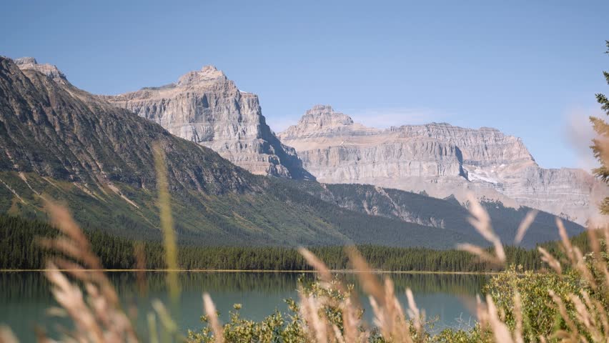 Welcome board of Jasper National Park of Canada along the scenic Icefields Parkway. Road trip in Canada. Rocky mountains. 4k footage