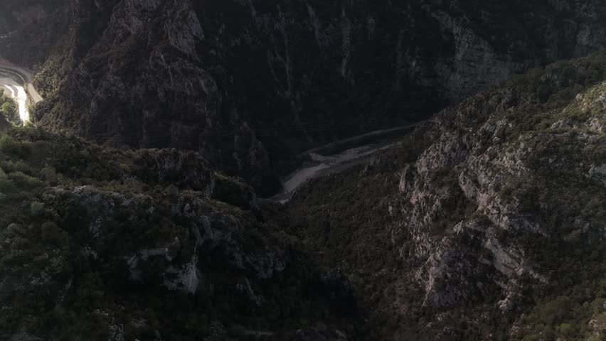 A river flows through a canyon.