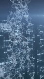 Translucent particle mesh emerging over night skyline, pulsing, growing and visualizing data flow. Column, grid, network, holographic, geometry, glow, vertical video - Powered by Shutterstock - Get 15% off with code: PIKWIZARD15