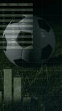 Vertical video: HUD cue pushing soccer ball right as rotating and bars filling showing data on turf. Analytics, overlay, grid, charts, map, night, vertical video - Powered by Shutterstock - Get 15% off with code: PIKWIZARD15