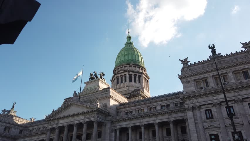 Low Angle Tilt Down, National Congress Palace in Buenos Aires Argentina landmark