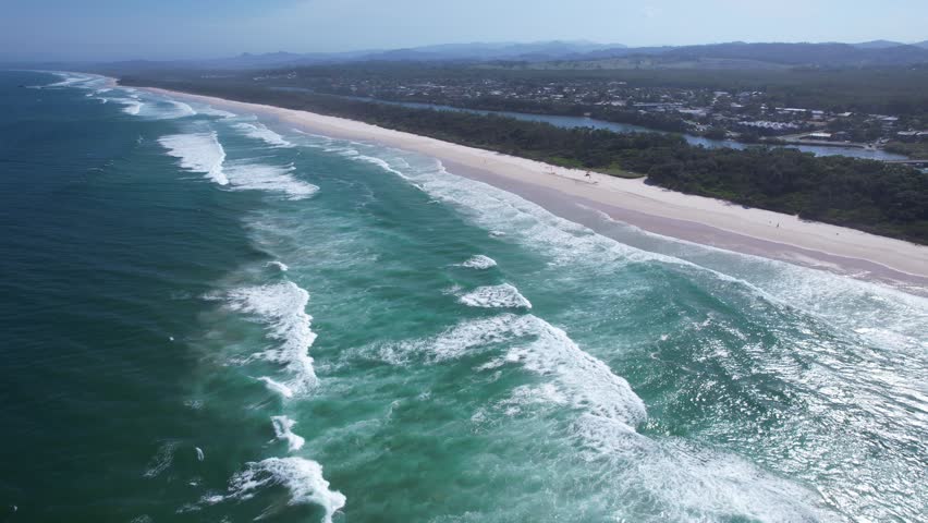 Dense Vegetation Between Mooball Creek And Pottsville Beach In New South Wales, Australia. Aerial Shot