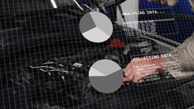 Mechanic opening hood and inspecting engine, collecting data and analyzing with animated charts. Technician, garage, automotive, diagnostics, maintenance, overlay, hud - Powered by Shutterstock - Get 15% off with code: PIKWIZARD15