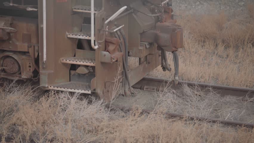 Close-Up of Train Coupler and Rail Connection Mechanism