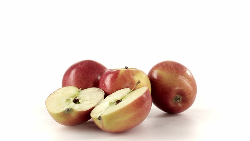 Apples many cut in half