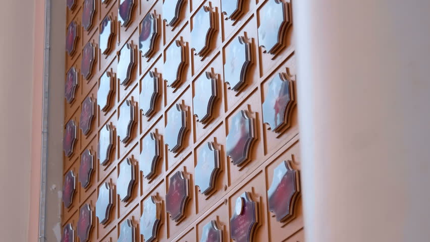 Columbarium located at the Pink Church Tan Dinh Church in Ho Chi Minh City, Vietnam. Shot in motion