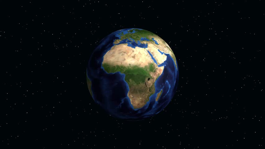 Digital animation zooms from rotating Earth in space to Hamburg Germany with informational data overlay