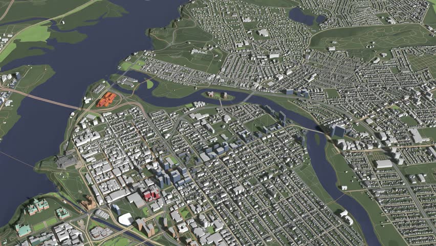 3D looped animation of city - Ottawa Canada