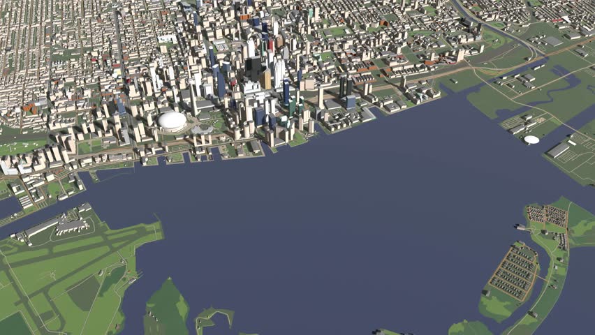3D looped animation of city - Toronto Canada