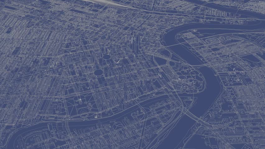 3D looped animation of city - Winnipeg Canada