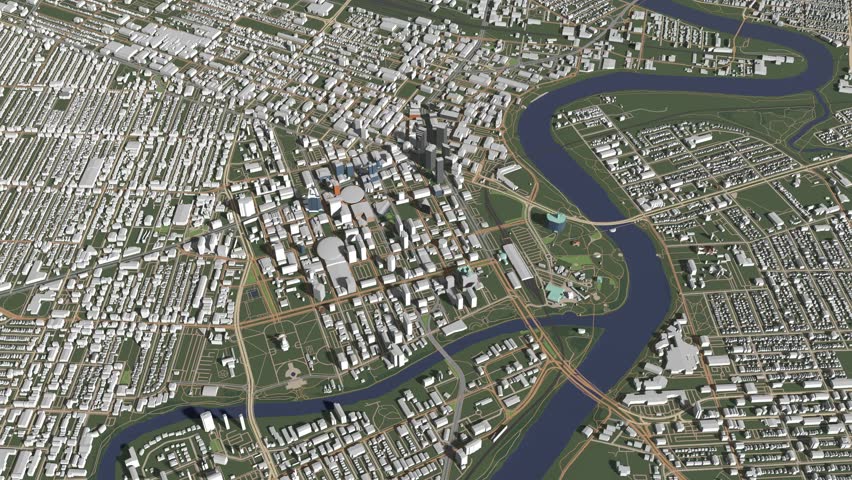 3D looped animation of city - Winnipeg Canada