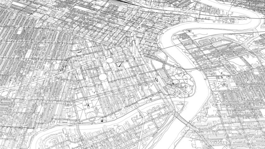 3D looped animation of city - Winnipeg Canada