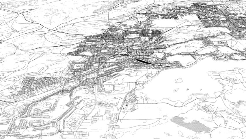 3D looped animation of city - Greater Sudbury Canada