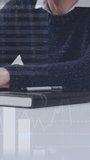 Animation of interface with data processing against caucasian man using laptop at office. Computer interface and business data technology concept - Powered by Shutterstock - Get 15% off with code: PIKWIZARD15