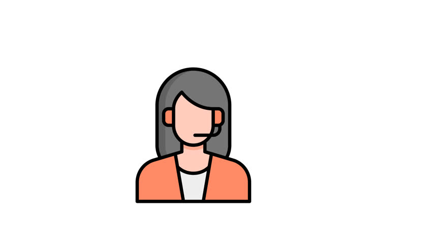 Animated Customer Support in filled line icon style, suitable for communication, ecommerce, business concept illustrations