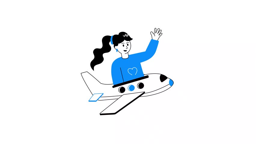Get this amazing air travel character animated illustration, premium vector