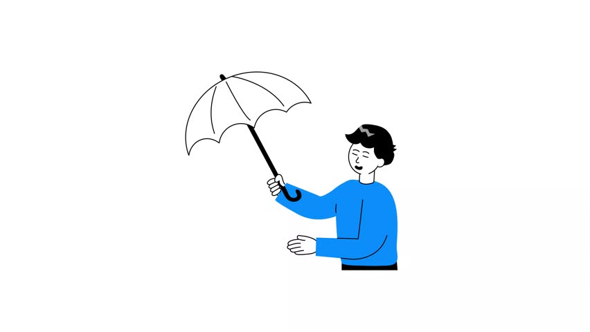Summer season, rainy day character vector animated illustration in modern style