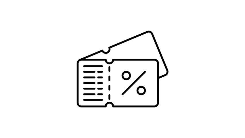 Animated Coupons in line icon style, suitable for ecommerce, retail, online shopping concept illustrations