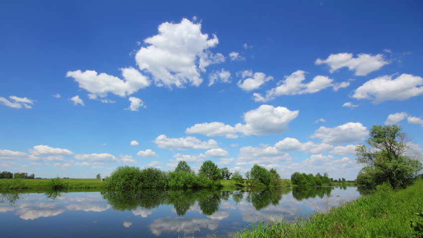 timelapse landscape with clouds over lake