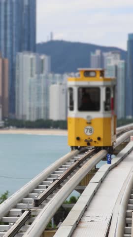Haeundae Blue Line Park, Busan, ride on multicoloured sky capsule train, railway tram route from Mipo to Cheongsapo station, coastal monorail in Busan, Yeongnam, South Korea, Republic of Korea travel