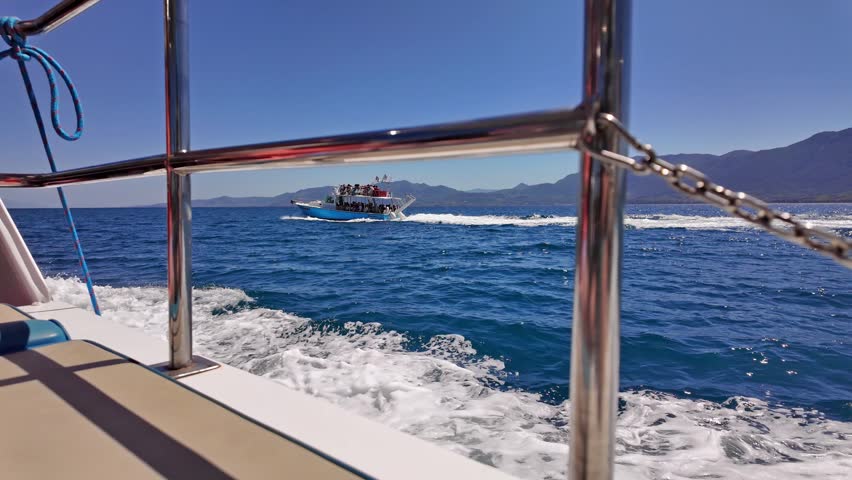 Sailing boat on blue sea – summer travel, yacht vacation, ocean adventure and freedom concept.