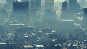 City skyline receiving data feed, overlaying financial graphs, candles, percent labels for creators. Urban, downtown, skyscrapers, haze, aerial, panoramic, charts - Powered by Shutterstock - Get 15% off with code: PIKWIZARD15
