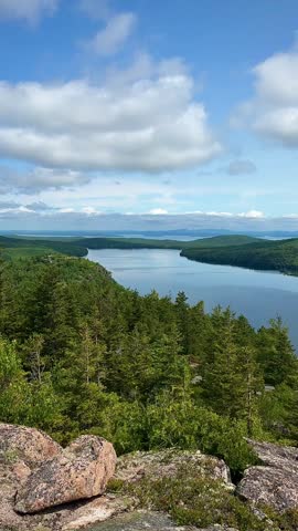 Mountain Lake Overlook Above Evergreen Forest (Acadia National Park, Maine, USA)