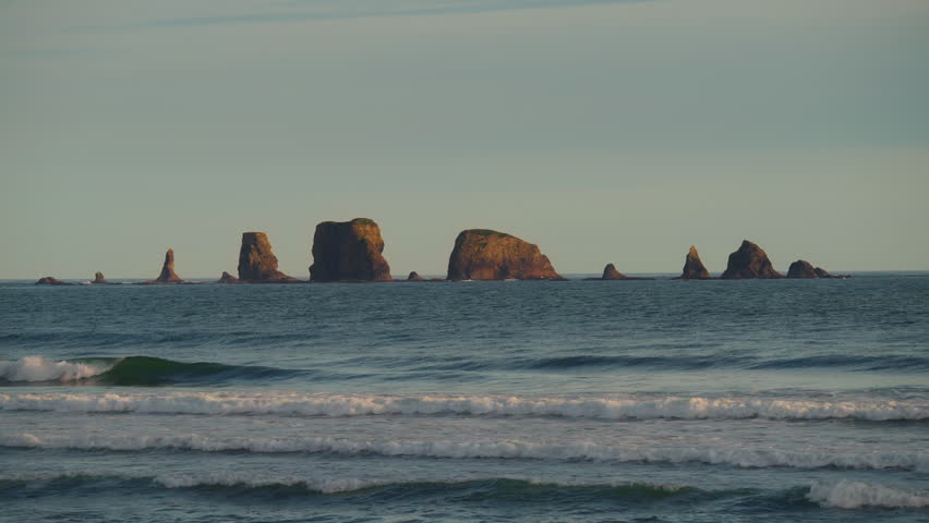 View of Sea Stacks at Sunset from La Push, Washington