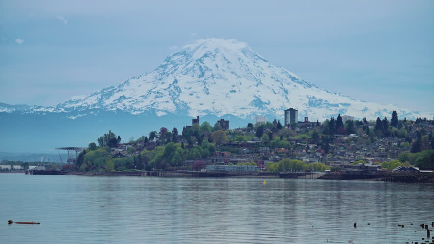 View of Mt Rainier and Tacoma Skyline from Point Ruston