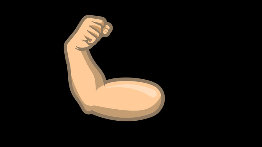  Cartoon Strong Arm Flexing Muscle, Symbol of Strength, Power, Fitness and Confidence Animation. Transparent background. 4K resolution