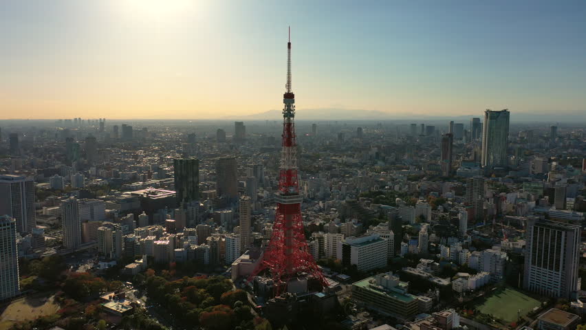 Tokyo tower with buildings in Tokyo City, Japan.