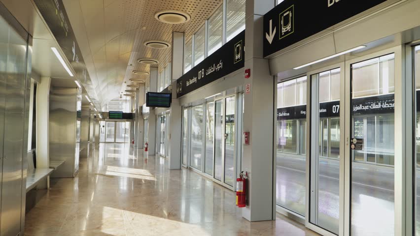 King Salman Park. Bus Arriving at Modern Station.