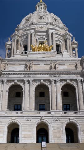 The video shows the State Capitol in St Paul Minnesota from multiple angles highlighting the structure and details of the building.